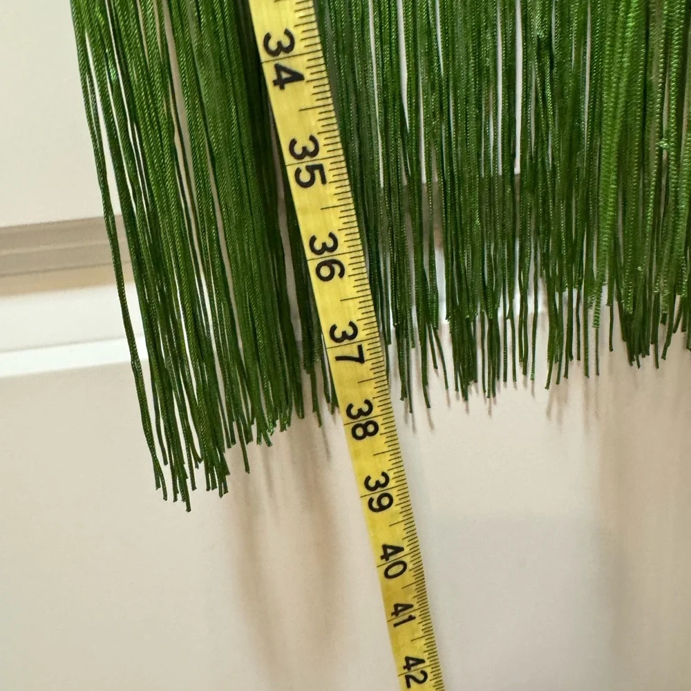 Fun Green Skirt with Fringe and side slit. NWT  size S - Picture 6 of 14